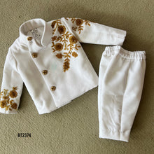 Load image into Gallery viewer, BT2374 White Baby Boy Embroidered Blazer with Golden Floral Work – Premium Party &amp; Wedding Outfit
