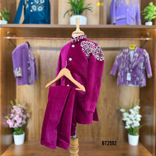 Load image into Gallery viewer, BT2592 Premium Velvet Baby Boy Sherwani Heavy Cuff &amp; Shoulder Embroidery
