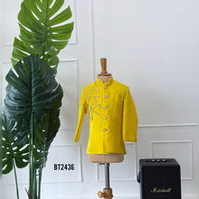 Load image into Gallery viewer, BT2436 Designer Baby Boy Yellow Blazer with Geometric Handwork Detailing
