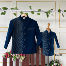 Load image into Gallery viewer, BT2332 💙 Dapper Dad-Son Duo – Midnight Blue Sherwani Set 💙
