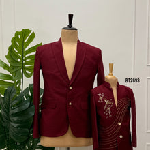 Load image into Gallery viewer, BT2693 Maroon Designer Dad &amp; Son Blazer Combo for Weddings and Special Occasions
