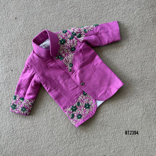 Load image into Gallery viewer, BT2394 Pink and Green Boys Sherwani Set with Floral Embroidery – Festive &amp; Wedding Party Wear Outfit
