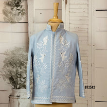 Load image into Gallery viewer, BT2542 Sky Blue Embroidered Jacket | Elegant Festive Wear for Little Boys
