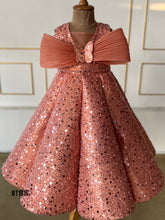 Load image into Gallery viewer, BT1916 Peach Sparkle: Glamorous Baby Party Dress
