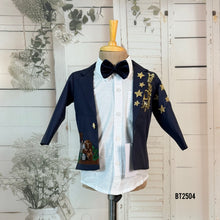 Load image into Gallery viewer, BT2504 Black Embroidered Baby Boy Blazer | Royal Star-Themed Outfit
