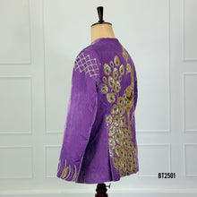 Load image into Gallery viewer, BT2501 Lavender Peacock Embroidered Dad Blazer | Royal Velvet Party &amp; Wedding Outfit
