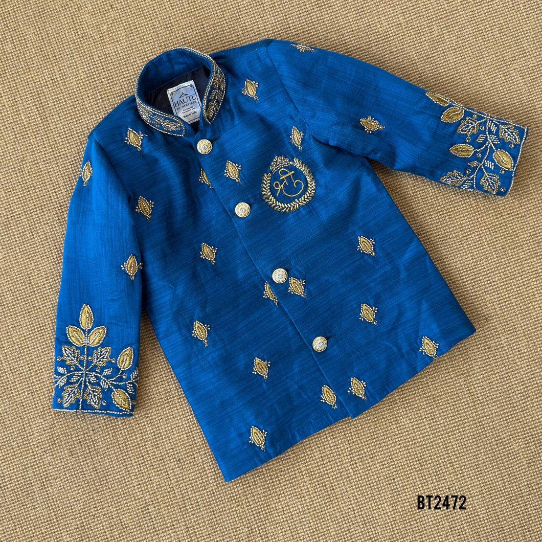 💙 BT2472 Royal Blue Heritage Baby Boy Jodhpuri with Dhoti Pants