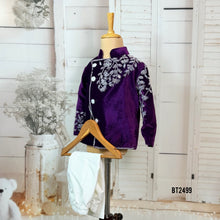Load image into Gallery viewer, BT2499 Royal Purple Velvet Baby Boy Indo-Western | Silver Embroidered Party Wear Outfit
