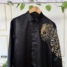 Load image into Gallery viewer, BT2281 Royal Black Lion Shirt – Bold, Fierce &amp; Elegant! For DAD 🦁✨
