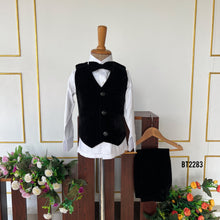 Load image into Gallery viewer, BT2275 Royal Black Velvet Suit – A Classy Statement for Your Little Gentleman! 🍷✨
