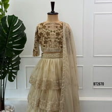 Load image into Gallery viewer, BT2670 Ivory Gold Mother &amp; Daughter Matching Lehenga Set
