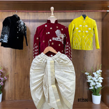 Load image into Gallery viewer, BT2590 Premium Velvet Baby Boy Sherwani – Maroon Jungle Royal Theme
