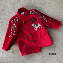 Load image into Gallery viewer, BT2094 🎠 Royal Rider: Dashing Red Boys Party Wear Jodhpuri Set 🎠

