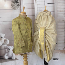 Load image into Gallery viewer, BT2517 Premium Father Son Sherwani Combo – Ivory &amp; Olive Gold
