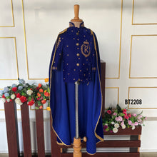 Load image into Gallery viewer, BT2208 Royal Blue Prince Cape Set Boys Party Wear: Fit for a Little King 👑✨
