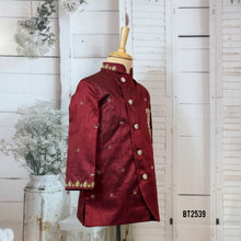Load image into Gallery viewer, BT2539 Maroon Royal Jacket with Traditional Set | Premium Ethnic Wear for Baby Boys

