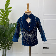 Load image into Gallery viewer, BT2648 Royal Blue Velvet Designer Blazer Set for Baby Boys
