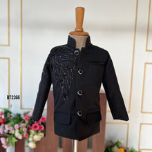 Load image into Gallery viewer, Bt2366 Black Embroidered Blazer for Boys – Luxury Kids Party Wear Outfit
