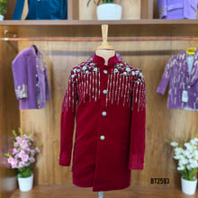 Load image into Gallery viewer, BT2593 Premium Velvet Baby Boy Sherwani – Maroon Royal Drip  Edition
