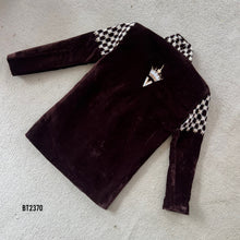 Load image into Gallery viewer, BT2370 Maroon Velvet Boys Party Blazer with Vintage Car Embroidery – Luxury Kidswear Set
