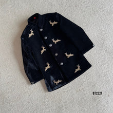 Load image into Gallery viewer, BT2321 🦌 Midnight Reindeer Majesty – A Festive Sherwani for Your Prince! 🎄✨
