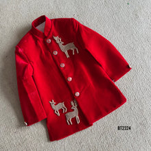 Load image into Gallery viewer, BT2324 🦌 Enchanted Reindeer Royal Red Jacket – Festive &amp; Party Edition 🎄✨
