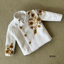 Load image into Gallery viewer, BT2374 White Baby Boy Embroidered Blazer with Golden Floral Work – Premium Party &amp; Wedding Outfit
