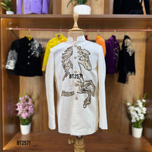 Load image into Gallery viewer, BT2571 Ivory Embellished Horse Motif Boys’ Indo-Western Jacket
