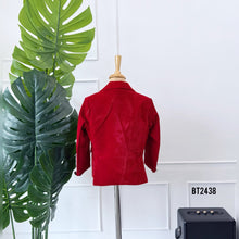 Load image into Gallery viewer, BT2438 Designer Baby Boy Wine Red Velvet Blazer Set with Shoulder Chain Detailing
