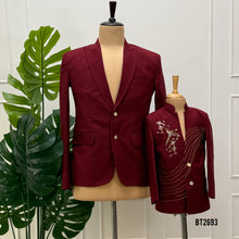 Load image into Gallery viewer, BT2693 Maroon Designer Dad &amp; Son Blazer Combo for Weddings and Special Occasions
