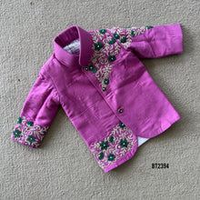 Load image into Gallery viewer, BT2394 Pink and Green Boys Sherwani Set with Floral Embroidery – Festive &amp; Wedding Party Wear Outfit
