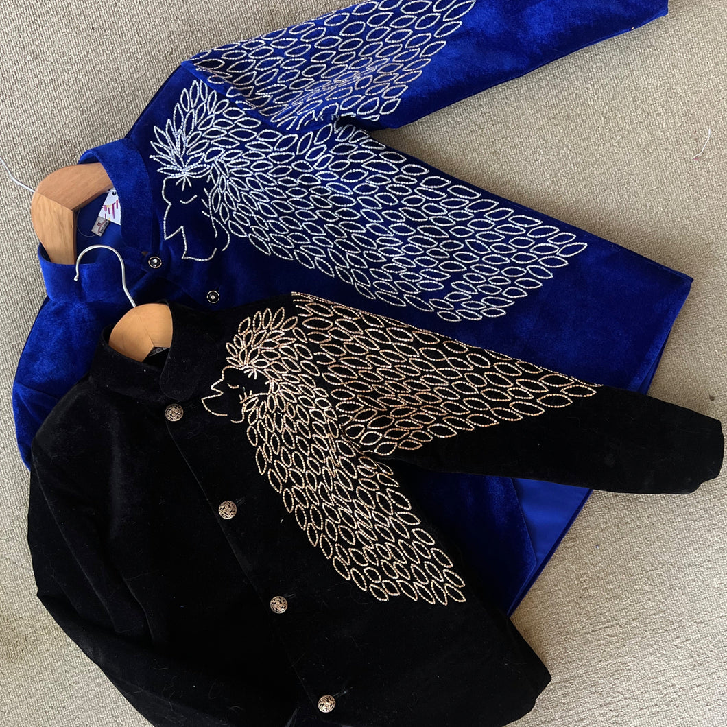 BT1990 Royal Blue Majesty: Enchanting Lion Embroidery Boys Party Wear