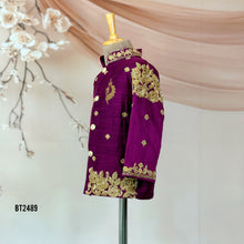 Load image into Gallery viewer, BT2489 Royal Magenta Embroidered Baby Boy Sherwani for Birthday &amp; Wedding
