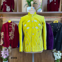 Load image into Gallery viewer, BT2578 Premium Velvet Baby Boy Sherwani – Mustard Yellow Palm Breeze Edition

