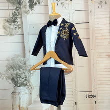 Load image into Gallery viewer, BT2504 Black Embroidered Baby Boy Blazer | Royal Star-Themed Outfit
