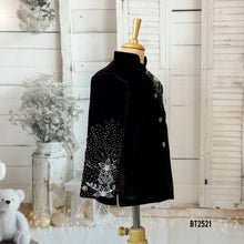 Load image into Gallery viewer, BT2521 Black Velvet Baby Boy Jodhpuri Suit with Silver Sparkle Embroidery | Luxury Party &amp; Wedding Wear

