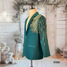 Load image into Gallery viewer, BT2503 Emerald Green Embroidered Dad Blazer | Luxury Party &amp; Wedding Outfit
