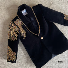 Load image into Gallery viewer, BT2293 🖤 Black Royalty Embroidered Suit – A Regal Look for Your Little King! 👑✨
