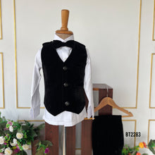 Load image into Gallery viewer, BT2275 Royal Black Velvet Suit – A Classy Statement for Your Little Gentleman! 🍷✨

