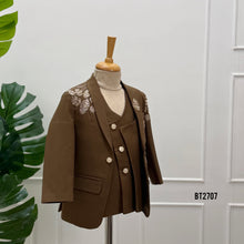 Load image into Gallery viewer, BT2707 Royal Mocha Designer 3-Piece Suit for Boys
