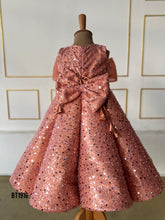 Load image into Gallery viewer, BT1916 Peach Sparkle: Glamorous Baby Party Dress
