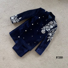Load image into Gallery viewer, BT2091 🌌 Midnight Majesty: Elegant Navy  Party Wear Ensemble for Little Princes 🌌
