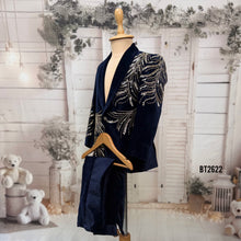 Load image into Gallery viewer, BT2622 Navy Velvet Designer Blazer for Boys with Crystal Handwork | Luxury Birthday Wedding Party Wear Jacket
