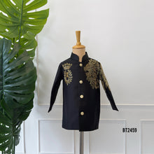 Load image into Gallery viewer, BT2459 Royal Lion Theme Embroidered Black Baby Boy Jodhpuri 🦁✨
