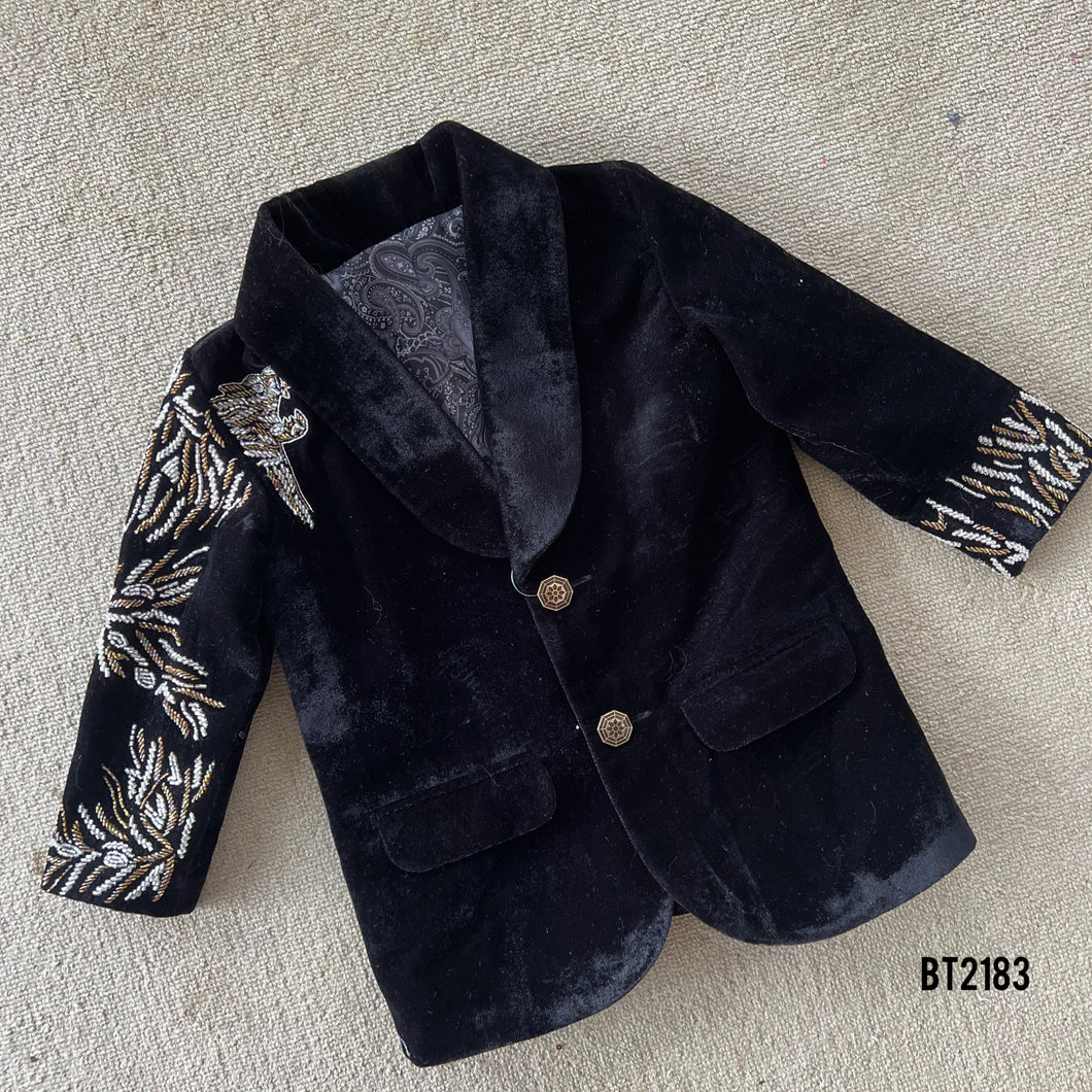 BT2183 Royal Velvet Black Boys Party Wear Suit for Little Gentlemen 🖤✨