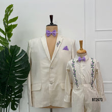 Load image into Gallery viewer, BT2673 Ivory White Dad &amp; Son Matching Blazer Suit Combo with Lavender Accents
