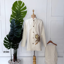 Load image into Gallery viewer, BT2451 Designer Baby Boy Ivory Kurta Set with Golden Eagle Hand Embroidery

