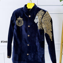Load image into Gallery viewer, BT2440 Designer Dad Royal Blue Velvet Blazer Set with Lion Embroidery
