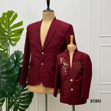 Load image into Gallery viewer, BT2693 Maroon Designer Dad &amp; Son Blazer Combo for Weddings and Special Occasions
