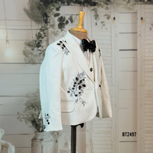 Load image into Gallery viewer, BT2497 White Embroidered Dad-Son Combo Blazer Set | Royal Family Party Wear Outfit
